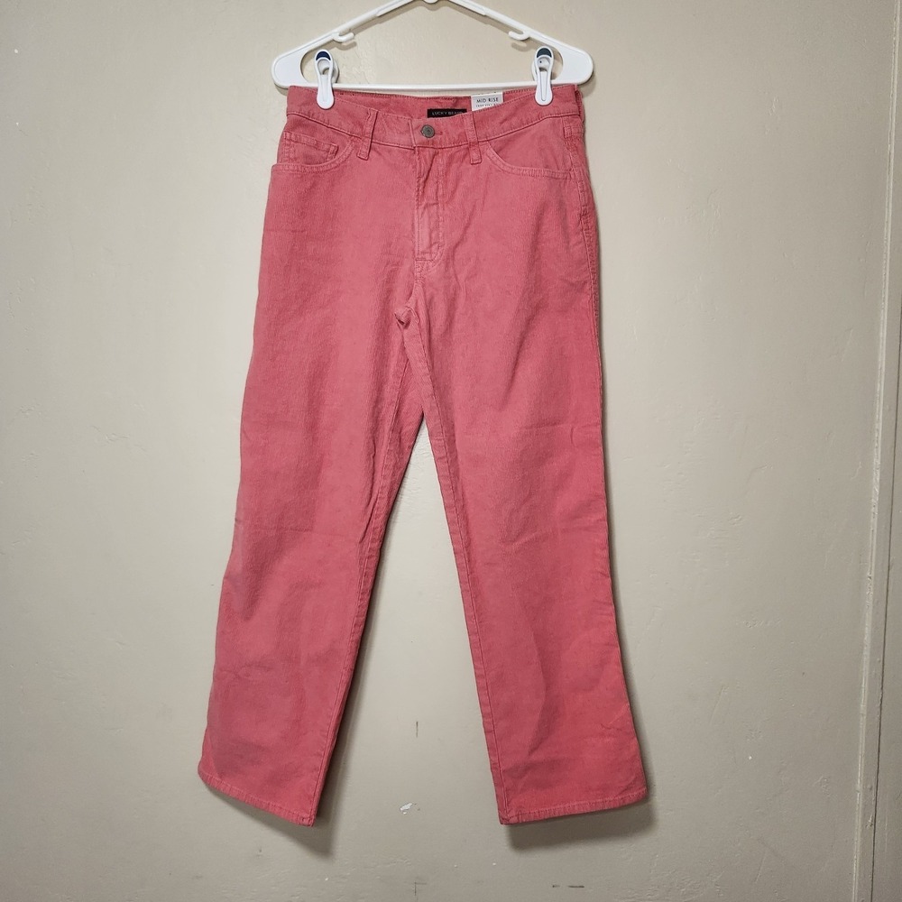 Lucky Brand Corduroy Mid Rise Straight Crop Pants Women's 6/28 Pink NWT